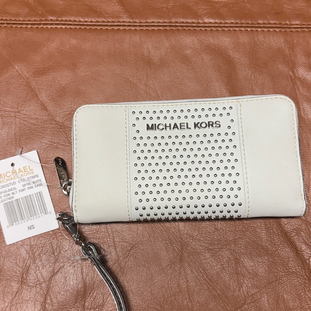 Michael Kors - NWT - White Microstud Center - Zip Around Wallet & Wristlet